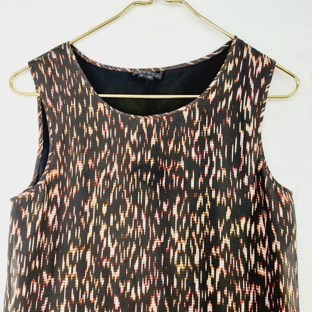 Theory Rikina Flame Silk Chiffon High Low Sleeveless Ruffle Flowy Mini Dress P48 - Picture 3 of 9